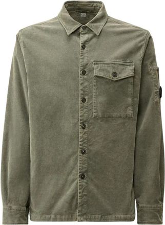 C.P. Company Corduroy Lens Buttoned Shirt - Heren - Zomerjassen - Groen - S - Katoen - Jassen