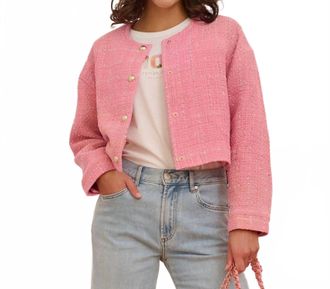 Esqualo Cropped Boucle Jacket In Rose