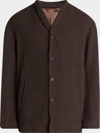 Giorgio Armani Mens Slant-Pocket Cashmere and Wool Cardigan