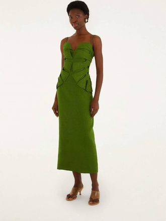 Farm Rio Monstera Leaf Sleeveless Maxi Dress In Green