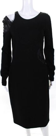 Jason Wu Womens Long Sleeve Lace Detail Dress Black