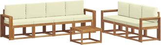 vidaXL Conjunto De Sof&aacute;s De Exterior 8 Uds. Natural Y Crema Vidaxl