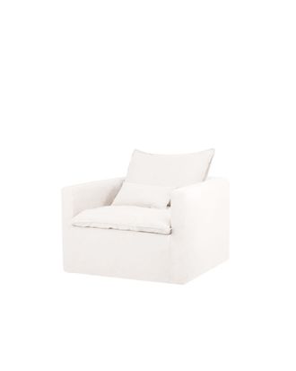 Deco Wood Sill&oacute;n de algod&oacute;n y lino desenfundable blanco 109x96cm