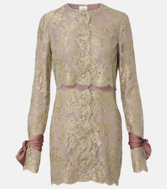 Saint Laurent Vestido corto de encaje