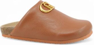 Liu Jo Mules met Maxi Logo - Dames - Slip ons - Bruin - 41 EU - Schoenen