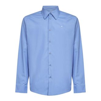 Burberry Casual Shirts, male, Blue, Size: 2XL Regular Fit Cotton Poplin Shirt