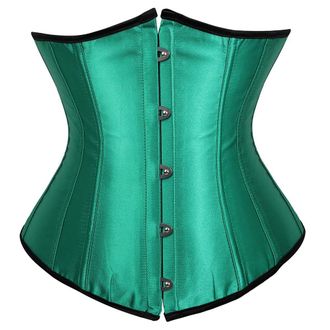 Grebrafan Classic Satin Underbust Waist Cincher Boned Corset Bustier (UK(24-26) 7XL, Green)