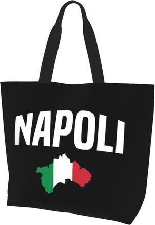 AOOEDM Naples Italy Italian Flag Ladies Canvas Tote Reusable Shopping Bag