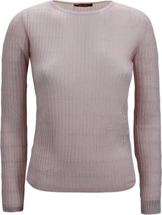Max Mara Rondgebreide trui - Dames - Ronde hals truien - Roze - XS - Wol - Truien & Vesten