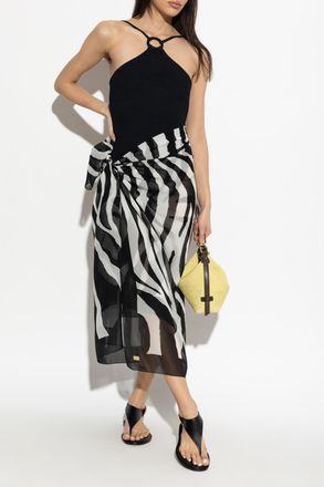 Balmain Silk Pareo, Womens, Black