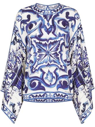 Dolce & Gabbana Blusa con stampa maioliche