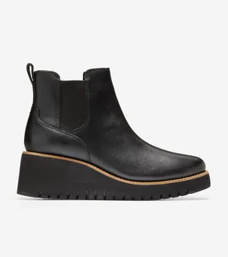 Cole Haan Womens ZER&Oslash;GRAND City Wedge Waterproof Boots - Black Size 10.5