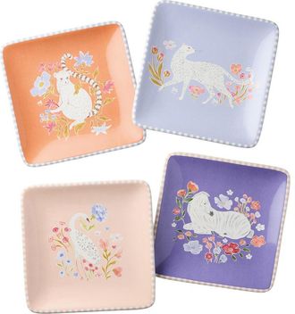 Certified International Menagerie Set Of 4 Canape Plates