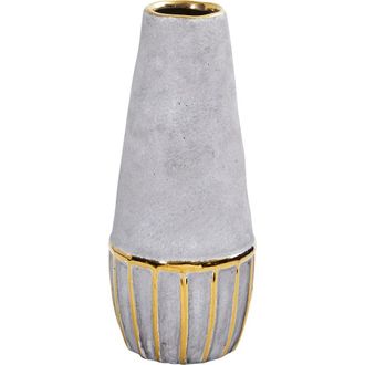 Nearly Natural 10-in Regal Stone Decorative Vase with Gold Accents in Gray at Nordstrom