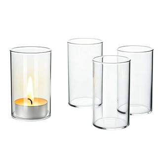 OEM Cilindro De Vidrio Sin Base - Portavelas Para Decoraci&oacute;n De Mesa Y Jard&iacute;n - Di&aacute;metro 7 Cm Altura 10 Cm - Transparente - Set De 4 Unidades