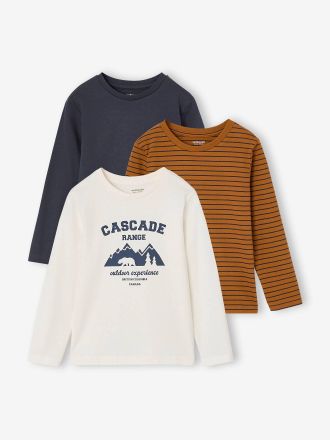 Vertbaudet 3er-Pack Jungen Langarmshirts karamell