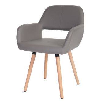 Hhg Nunca Usado] Silla De Comedor Hhg 428 Ii, Silla Silla De Cocina, Dise&ntilde;o Retro A&ntilde;os 50, Polipiel, Gris, Patas Claras