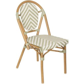 Oviala Oviala - Silla de jardín estilo bistró parisino en aluminio y ratán verde