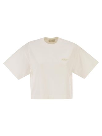 Autry cropped katoenen T-shirt met toon-op-toon logo