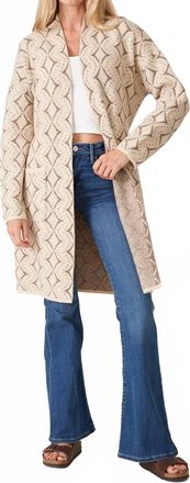 Lovestitch Diamond Jacquard Belted Cardigan In Beige