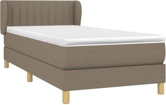 vidaXL Cama Box Spring Con Colch&oacute;n Tela Gris Taupe 90x190 Cm Vidaxl