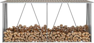 vidaXL Casetilla Para Le&ntilde;a Acero Galvanizado Marr&oacute;n 330x84x152 Cm Vidaxl