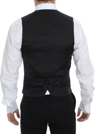 Dolce & Gabbana Wool Stretch Striped Vest - Black