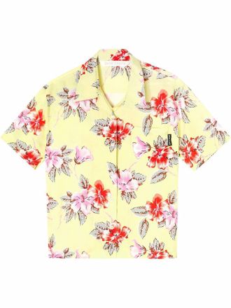 Palm Angels hibiscus-print short sleeve shirt - Yellow