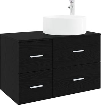 vidaXL Juego De Muebles De Ba&ntilde;o 2 Uds. Roble Negro Vidaxl