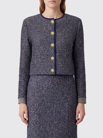 Balmain Cardigan girocollo in boucl&eacute; bicolor con bottoni metallici