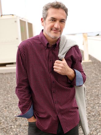 Marco Donati Langarmhemd MARCO DONATI, Herren, Gr. 39/40, Normalgr&ouml;ssen, rot (kirsche, gemustert), 100% Baumwolle, k&ouml;rpernah, Hemden Langarmhemd