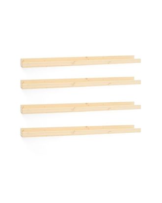 Deco Wood Pack 4 estantes de madera maciza flotante tono natural 50x7cm