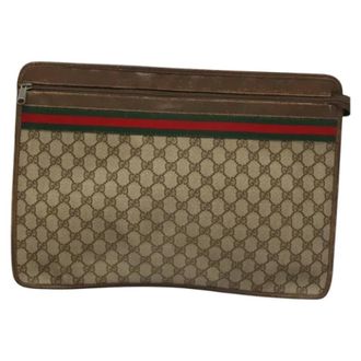 Gucci Pre-owned Clutches, female, Beige, Size: ONE SIZE Pre-owned Vintage GG Canvas Clutch