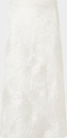 Akris Lacquered Techno Sea Fan Lace Midi Skirt
