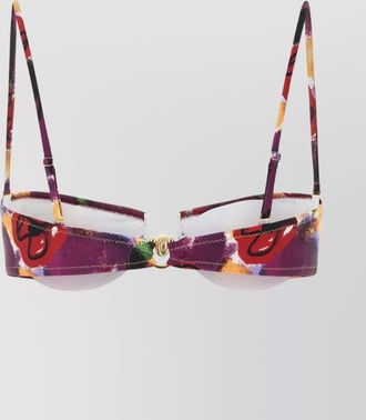 Reina Olga floral print stretch nylon bikini top