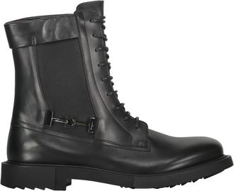 Ferragamo Stijlvolle Lace-up Enkellaarzen - Heren - Veterlaarzen - Zwart - 44 EU - Polyester - Schoenen