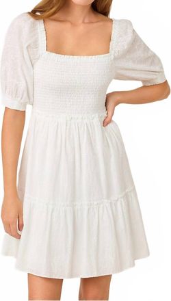 Lilly Pulitzer Hadly Short Sleeve Smocked Dress In Resort White Sunshowers Embroidery