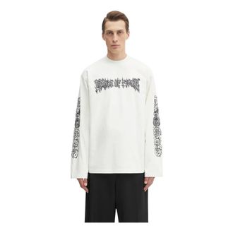 VETEMENTS Cof Double Logo Manga Larga - Tops - Hombre - Blanco - S