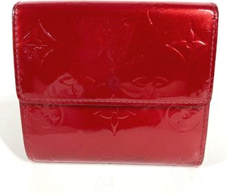 Louis Vuitton Pomme Damour Red Color Monogram Vernis Canvas Wallet (Tri-Fold) (Pre-Owned)