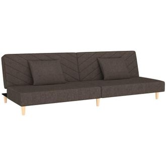 vidaXL Sof&aacute; Cama De 2 Plazas Con Dos Almohadas Tela Marr&oacute;n Vidaxl