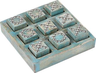 Beliani Beliani - Juego De Tres En Raya Decorativo De Madera De Mango Azul Kina