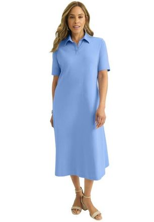 Jessica London Notch Neck Midi Dress in French Blue at Nordstrom, Size 1X