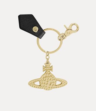 Vivienne Westwood Hammered Orb Keyring Metal Black-pu-grain One Size Unisex