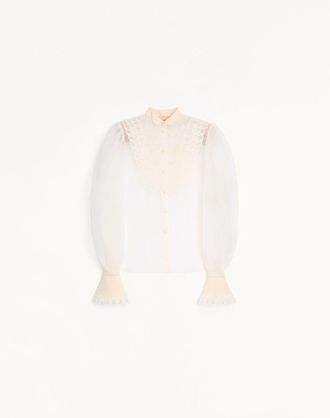Valentino Camicia In Organza Ricamata Donna VANIGLIA 38