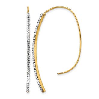 Diamond2Deal 14k Yellow Gold Crystal Threader Hoop Earrings