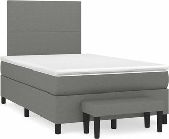 vidaXL Cama Box Spring Con Colch&oacute;n Tela Gris Oscuro 120x190 Cm Vidaxl