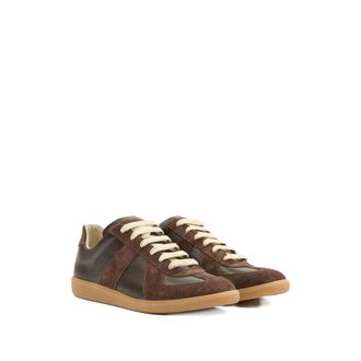 Maison Margiela Panelled Calf Leather and Suede Sneakers - Brown