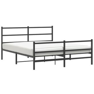 Berkfield Home Metal Bed Frame without Mattress with Footboard&not;Black 150x200cm in Black | Size: 150x200 cm