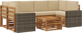 vidaXL Conjunto De Sof&aacute;s De Exterior 7 Uds. Natural Y Beige Vidaxl