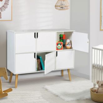 IDMarket Cubo De Almacenaje Infantil Emmie Con 6 Compartimentos De Madera Blanca